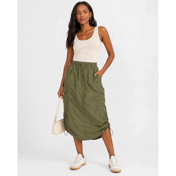 Democracy Dresses & Skirts - Democracy Olive Cargo Midi Skirt M Utility Gorpcore Coastal Hiking Casual Chic